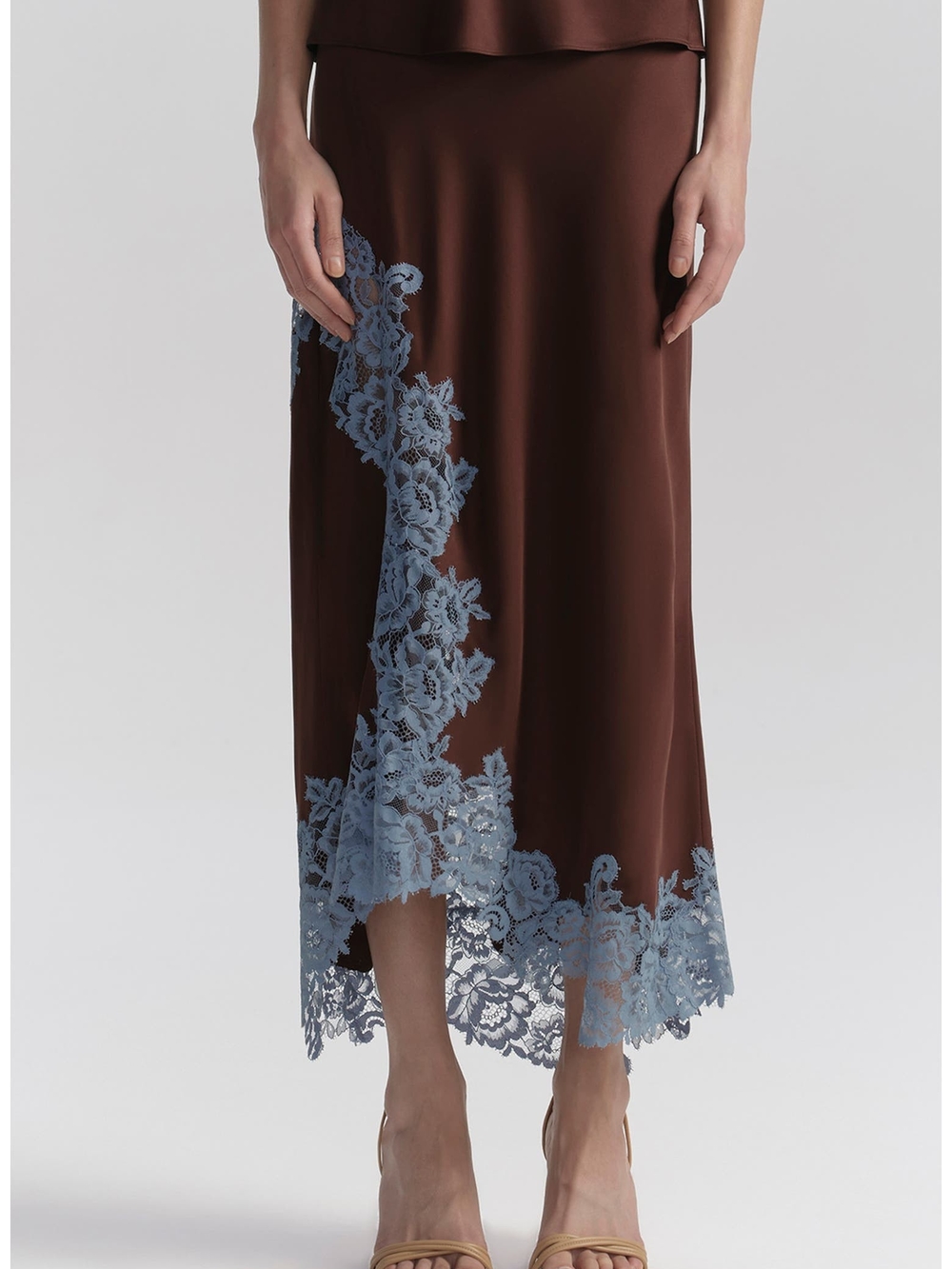 NWT A.L.C. Olivia Satin and Lace Midi Skirt